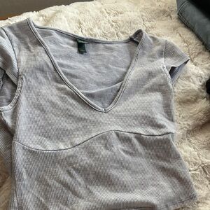 Wild Fable Light Gray Ribbed Crop Top